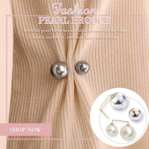 3pcs Fashion Pearl Brooch Cute Creative Fixed Clothes Pearl Decorative Brooch for Women Anti-Exposure Neckline Buckle