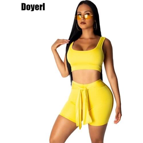 Woman Short Two Piece Set Summer Casual Shorts Set Tank Crop Top Biker Shorts Sport Sweat Suits Tracksuit 2 Piece Matching Sets