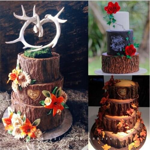 1pc Pink European Pattern Bark Texture Silicone Mold Cake Decoration Chocolate Baking Mold