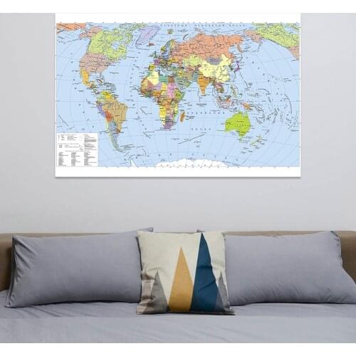 225*150cm The World Political Map In Russian Large Poster Vinyl Canvas Painting Home Wall Art Decor Children School Supplies