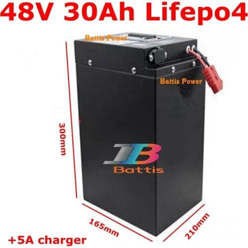 48V 30Ah Waterproof Lifepo4 lithium battery pack with BMS for scooter bike Tricycle Solar Backup power supply +5A charger