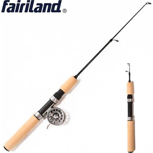 55 65 75cm New Winter Mini Telescopic Ice Fishing Rod Full Aluminum Ice Fishing Reel To Choose Rod Combo Lures Tackle