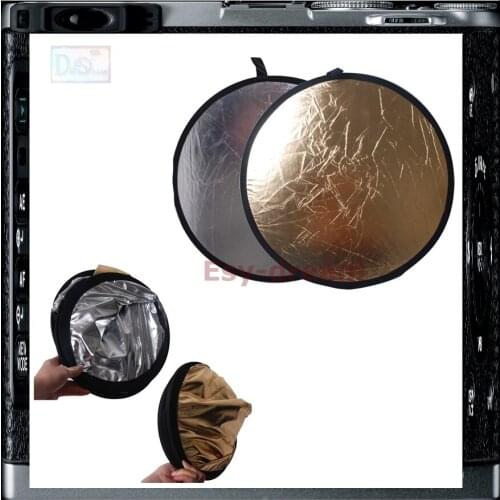 80cm Golden Sliver 2 in 1 Round Collapsible Flash Photo Studio Light Reflector Panel For Outdoor DSLR Camera Foto Photography