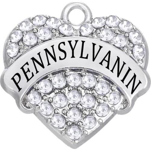 Jewelry Making Accessories Wholesale Crystal Heart Name Pennsylvania Charm For Women