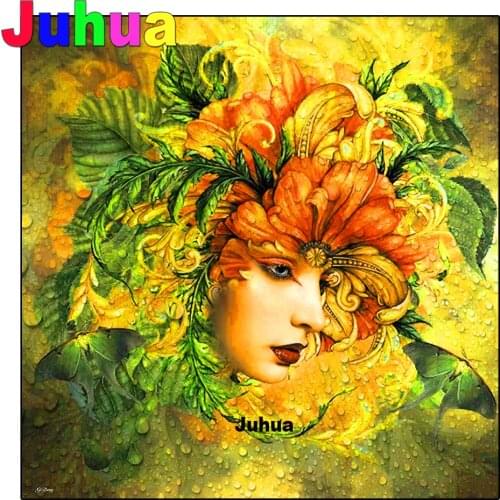 Leaves Girl diamond painting full square new arrival diamond embroidery rhinestone 5d diy cross stitch mosaic Flower Woman Face