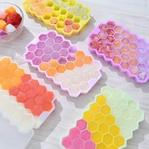 Household silicone ice tray with lid honeycomb ice tray homemade model 37-cell honeycomb ice cream box baby food box