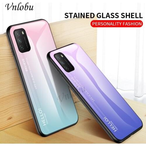 For Xiaomi POCO M3 Case Gradient Tempered Glass Phone Case For POCO X3 NFC F2 Pro Redmi Note 9S Pro Mi 10T Pro Hard Back Cover