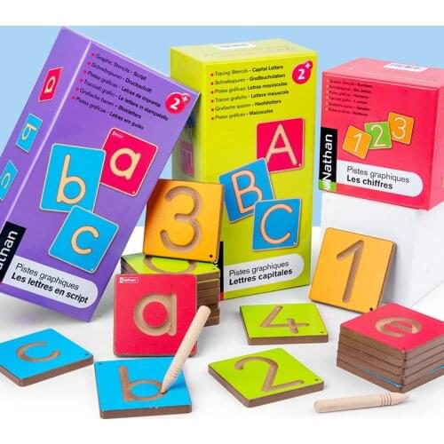 Children Educational Toys Wooden Grooved Calligraphy Board Learning English Alphabet Geometry Montessori Toys Gifts