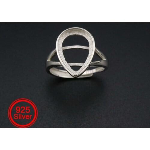 Pear Bezel Ring Settings Blank Adjustable Simple Split Shank Solid 925 Sterling Silver DIY Tray for Cabochon Gemstone 1294180