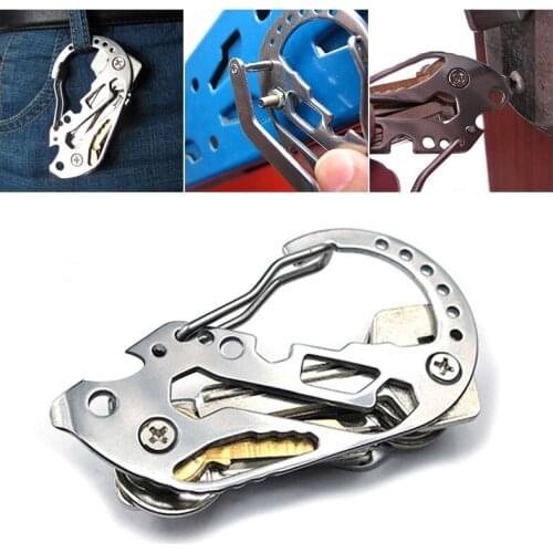 Carabiner Stainless Steel Outdoor Camping Mountaineering Multifunction Tool Key Clip Keychain QuickDraw Lock Screwdriver Wrench