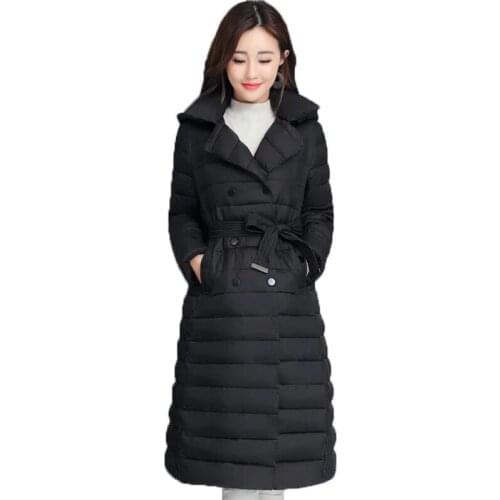 Winter Jacket Women Turn Down Collar Padded Ladies Casual Long Parka Outwear Womens Thick Warm Coat