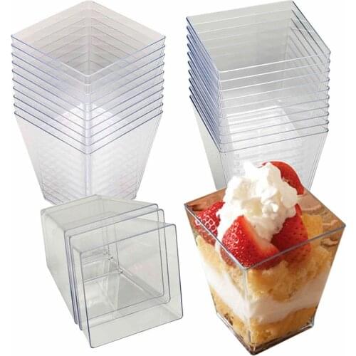 Square Mini 2oz Clear Tasting Sample Shot Glasse 100 Ct Dessert cups 100PCS/Set