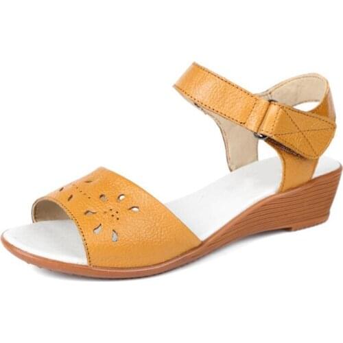 Hot 2020 New Summer Soft Bottom Wedge Sandals Light Comfort Fashion Casual Sandals Genuine Leather Sandals Concise Women Sandals