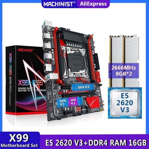 MACHINIST X99 Motherboard LGA 2011-3 Kit With Intel Xeon E5 2620 V3 Processor DDR4 16GB(2*8GB) 2666MHz RAM Memory M-ATX X99-RS9