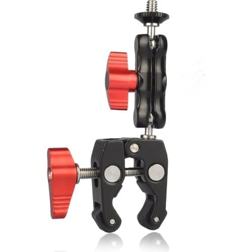 Multi-function Ball Head Clamp Ball Mount Clamp Magic Arm Super Clamp w/ 1/4"-20 Thread for Camera Cage Rig Monitor/LED Light