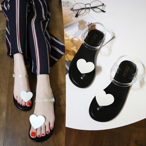 Fashion Bohemian Style Shoes Beautiful Love Inlay Jelly Sexy Flat Sandals For Women (Size 35-40)