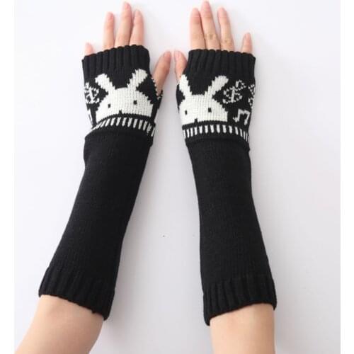 Fashion Long Women Gloves Stretchy Knitting Fingerless Gloves Mitten Winter Warm Soft Female Gloves For Driving