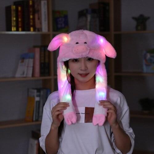 Cartoon Hat Cosplay Funny Hats Kawaii Pink Pig Headgear Gleamy Headwear Women Men Adult Halloween Festival Party Warm Caps Plush