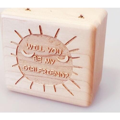 Handmade Nature wood wind up music box Sunshine music box girlfriend customized engraving will you be my girlfriend