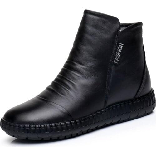 New 2020 Autumn Fashion Women Genuine Leather Boots Handmade Vintage Flat Ankle Shoes Woman Winter boots