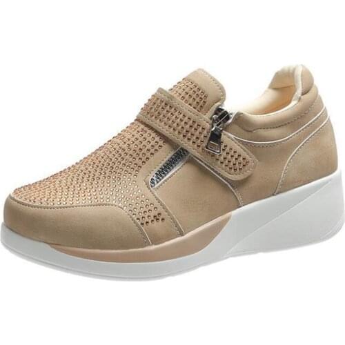 2020 new womens shoes rhinestones large size single sports shoes women sneakers fashion zipper casual women vulcanized shoes