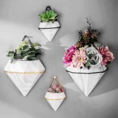 New Flower Pot Home Room Wall Hanging Flower Pots Marble Pattern Wall-Mounted Without Punching Hanging Flower Pot Dropshipping