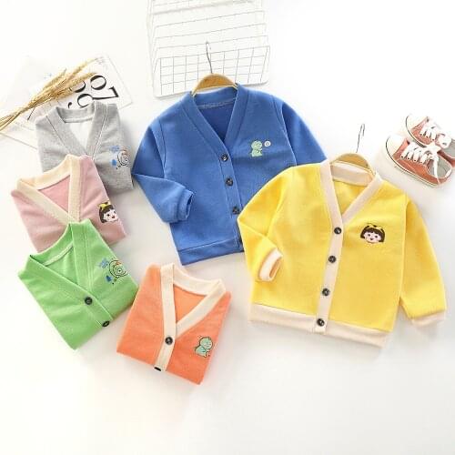 New Childrens knit Sweater Jacket Spring Autumn V-neck Cardigan Long-sleeved Bottoming Shirt for Boys Girls Childrens Sweater
