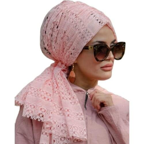 2021 New Season Turkey Stylish Lace Islamic Muslim Hijab Draped Ready-made Scarf Navy Blue Dress Islamic Underwear Hijab Cover Luxury Fashion Stylish And Elegant Design Trend Products For Women