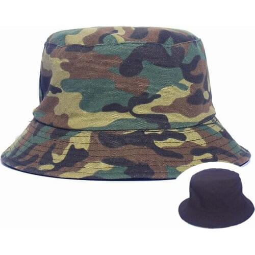 Panama Sun Hats Cap Summer Men Women Camouflage Bucket Hat With String Fisherman Cap Double-Sided Wearable Breathable Bucket Hat