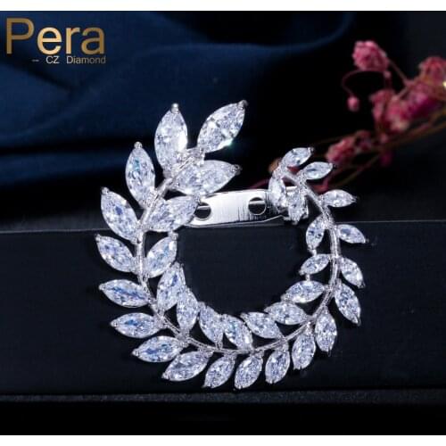 Pera New Two Design Lover Pendant Big Marquise Leaf Shape Cubic Zirconia Brooches Jewelry Accessories for Best Friend Gift C004