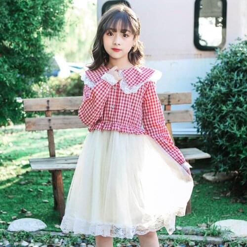 Girls Dress Autumn Plaid Long Sleeve Princess Dress Children Clothing Cotton Kids Dresses for Girls Clothes 4 6 8 9 10 11 Years