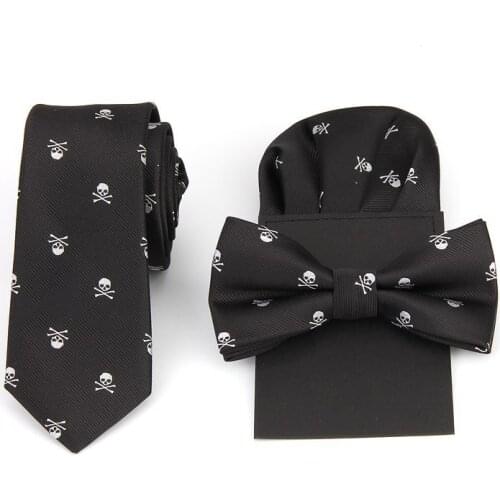 Casual fashion dress Korean skull tie tie pocket towel three piece personality tie