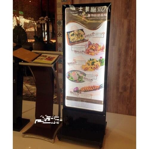 Restaurant Outdoor Stand LED Menu Boards Movable Double Sided Aluminum Advertising Menu Poster Frame Light Boxes