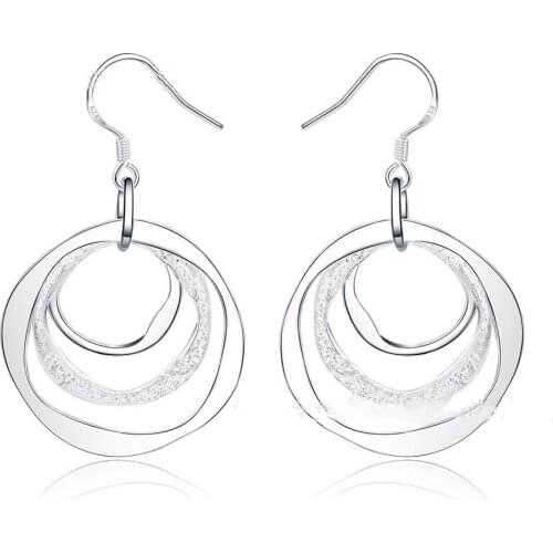 925 sterling silver temperament fashion round three circle earrings earrings boutique party earrings wedding gift jewelry