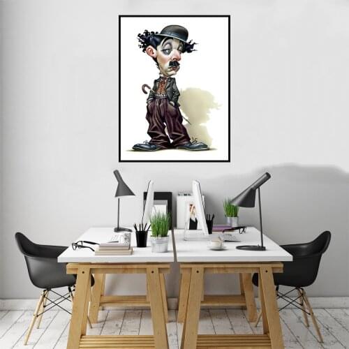 Modern Minimalist Chaplin Man Humour Picture Poster Canvas Print Painting Wall Art Living Room Home Decoration
