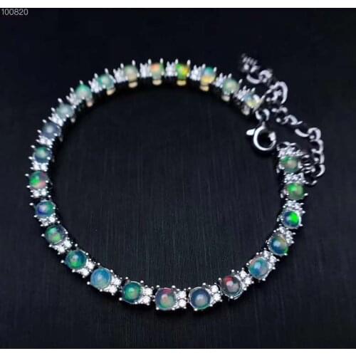 Natural And Real Opal bracelet Solid S925 Sterling Silver For Women Colour Gem Stone Rings Fine Jewelry Opal bracelet