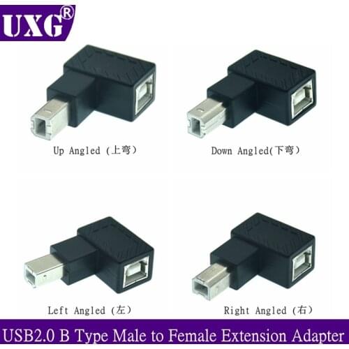 Up Down Left Right Angled 90 Degree USB 2.0 B Type Male to Female Extension Adapter for Canon HP Epson printer scanner hard disk
