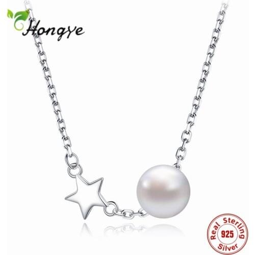 Hongye 925 Sterling Silver Neckalce Pendent Freshwater Natural Pearl Classic Fine Jewelry Elegant Females Birthday Party Collier