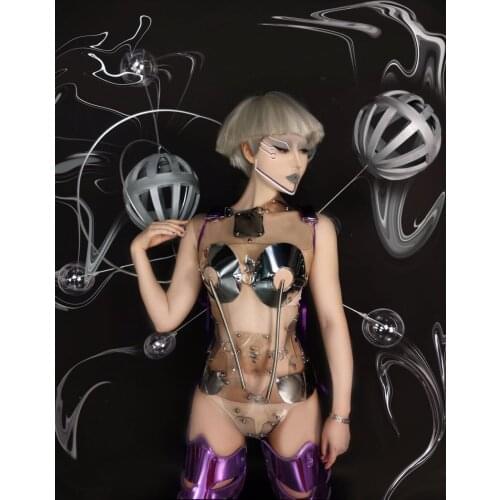 Future technology Bar dj female singer dance gogo sexy transparent space suit nightclub show costume dropshiping