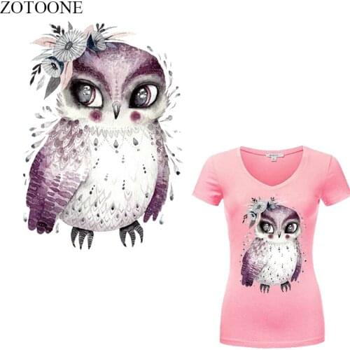 ZOTOONE Watercolor Owl Iron on Transfers for Clothing A-Level Washable Parches Ropa T-Shirt Diy Decoration Heat Transfer Vinyl E