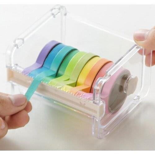 1PC Creative Transparent Tape Holder Tape Dispenser Washi Tape Cutter Set Tape Tool School Office Stationery Supplies