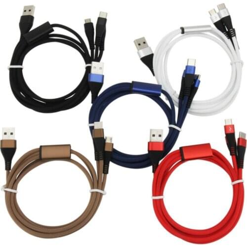 120cm 3 in 1 USB Cable For iPhone Xiaomi Samsung Multi Fast Charging Charger Usb Type C Micro Data Cord for Mobile Phone 500pcs