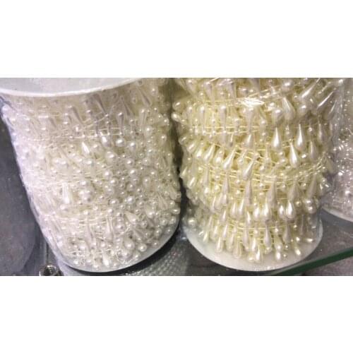 15 Meters/lot Oval Waterdrop ABS Imitation Pearl Beads Chain Wedding Clothes Decoration DIY Jewelry Making Materials