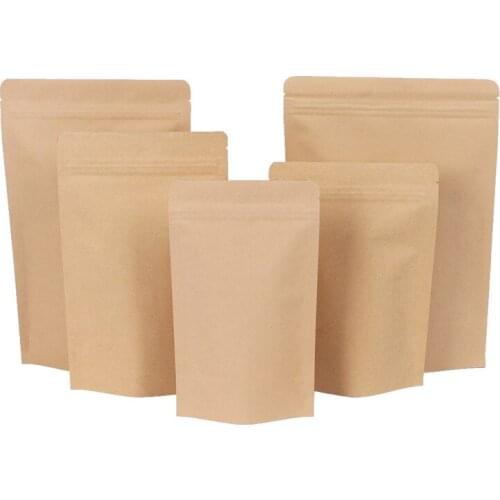 2000pcs Zipper Brown Kraft aluminizing pouch,Stand up kraft paper aluminium foil bag Resealable Grip seal Food Grade