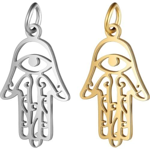5 Pieces Hamsa Hand Charm Wholesale 100% Stainless Steel AAAAA Quality Pendants DIY Jewelry Charms High Polished