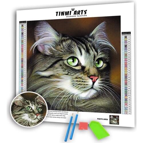 5D DIY Diamond Paintings Full Round Dazzling Cat Mosaic Art Cross Stitch Embroidery Animals Pattern Wall Sticker Decoration Home