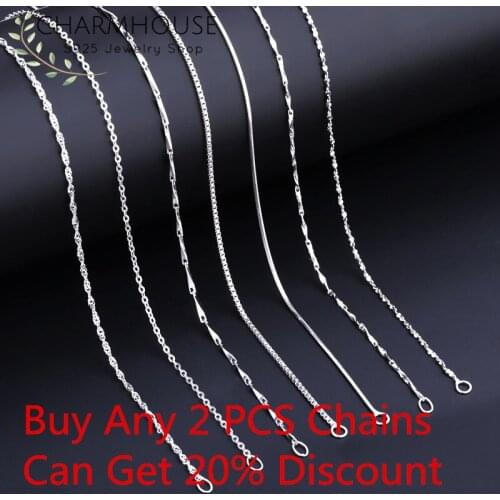 925 Sterling Silver Necklaces For Women 1-2mm Link Chain Necklace 18inch Collier Choker Wedding Bridal Jewelry Accessories Gifts