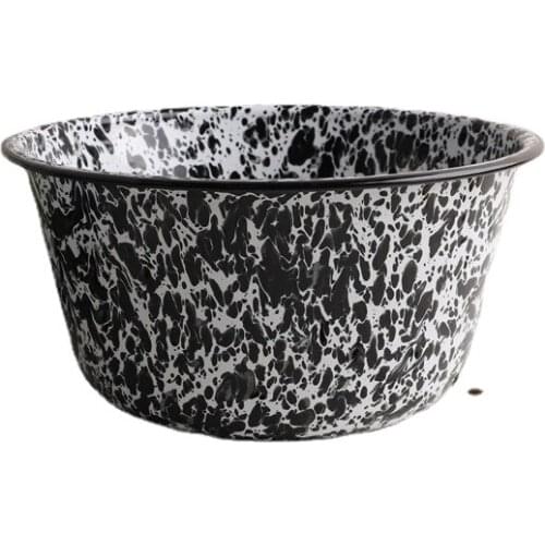 24.5cm American Black Splash Ink Salad Bowl Enamel Popcorn Bowl Enamel Fruit Basin Dough Basin
