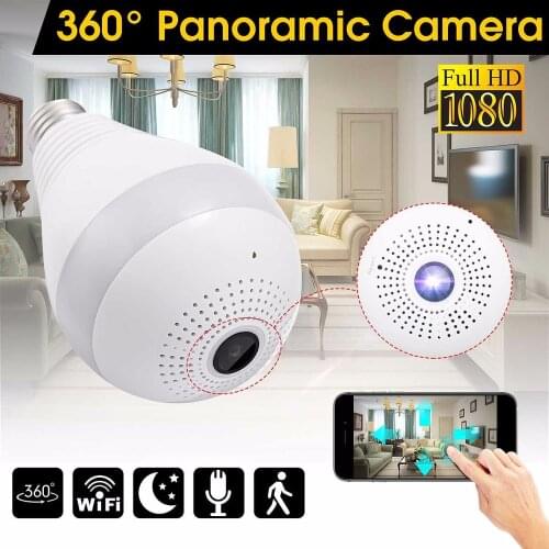 360 Degree Wireless WIFI IP Light Camera 1080P Bulb Lamp Panoramic FishEye Smart Home Monitor Alarm CCTV WiFi Security Camera