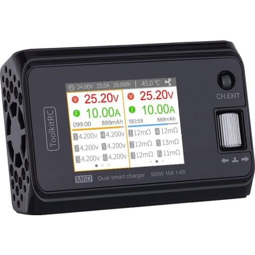 ToolkitRC M6D 500W 15A DC Dual Channel MINI Smart Charger Discharger For 1-6S Lipo Battery RC FPV Drone